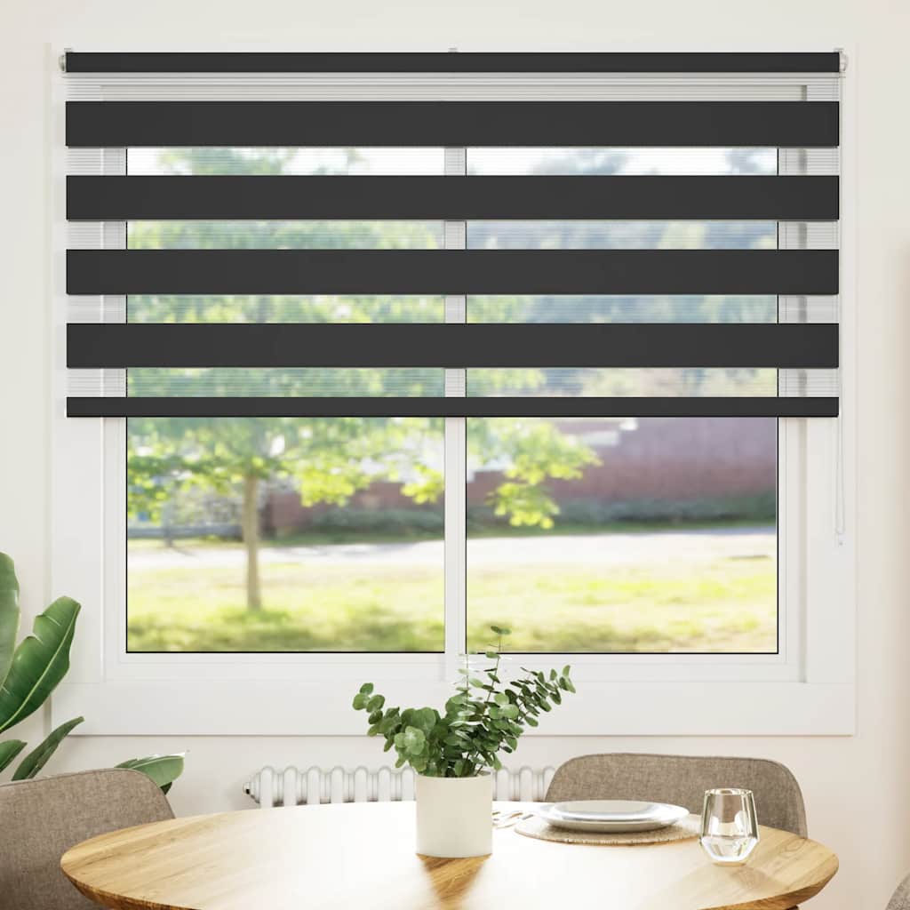 vidaXL Zebra Blind Black 160x100 cm Fabric Width 155.9 cm Polyester 2