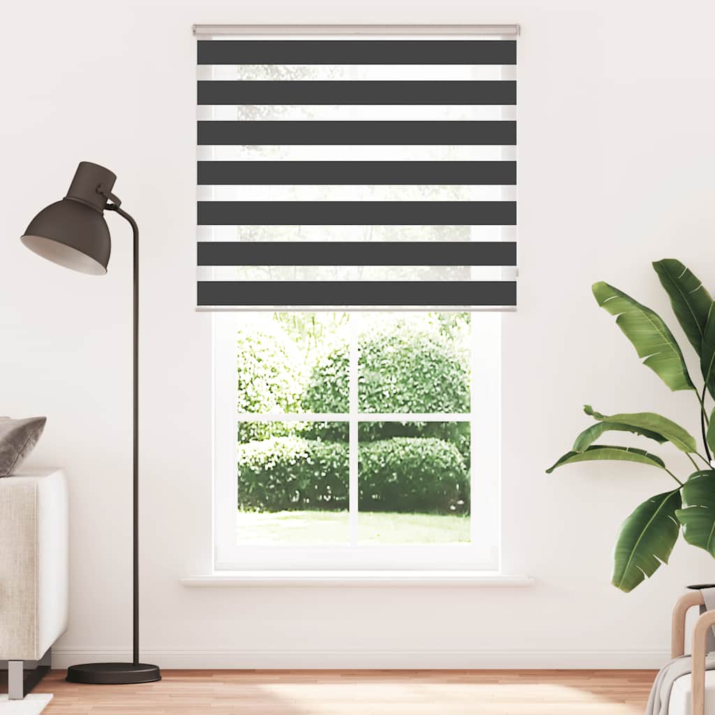 vidaXL Zebra Blind Black 130x230 cm Fabric Width 125.9 cm Polyester 2