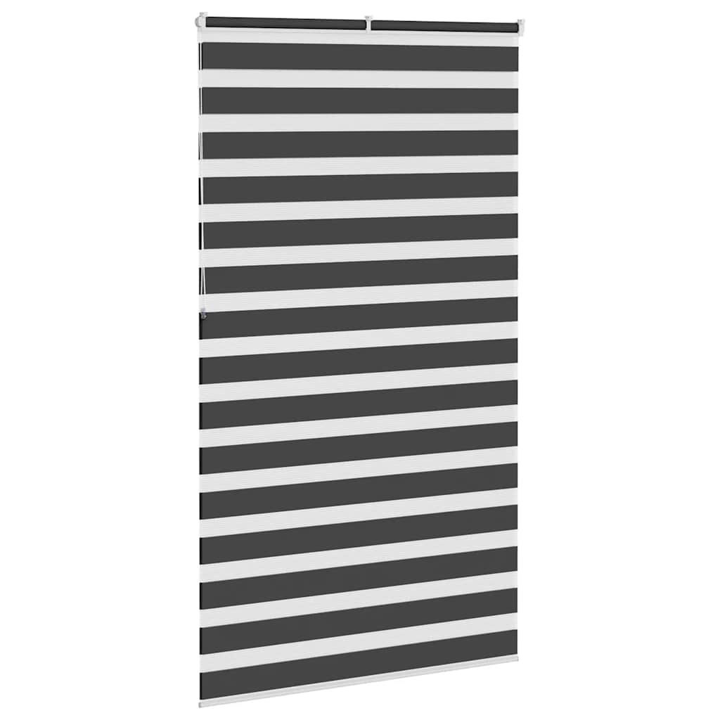 vidaXL Zebra Blind Black 130x230 cm Fabric Width 125.9 cm Polyester 4