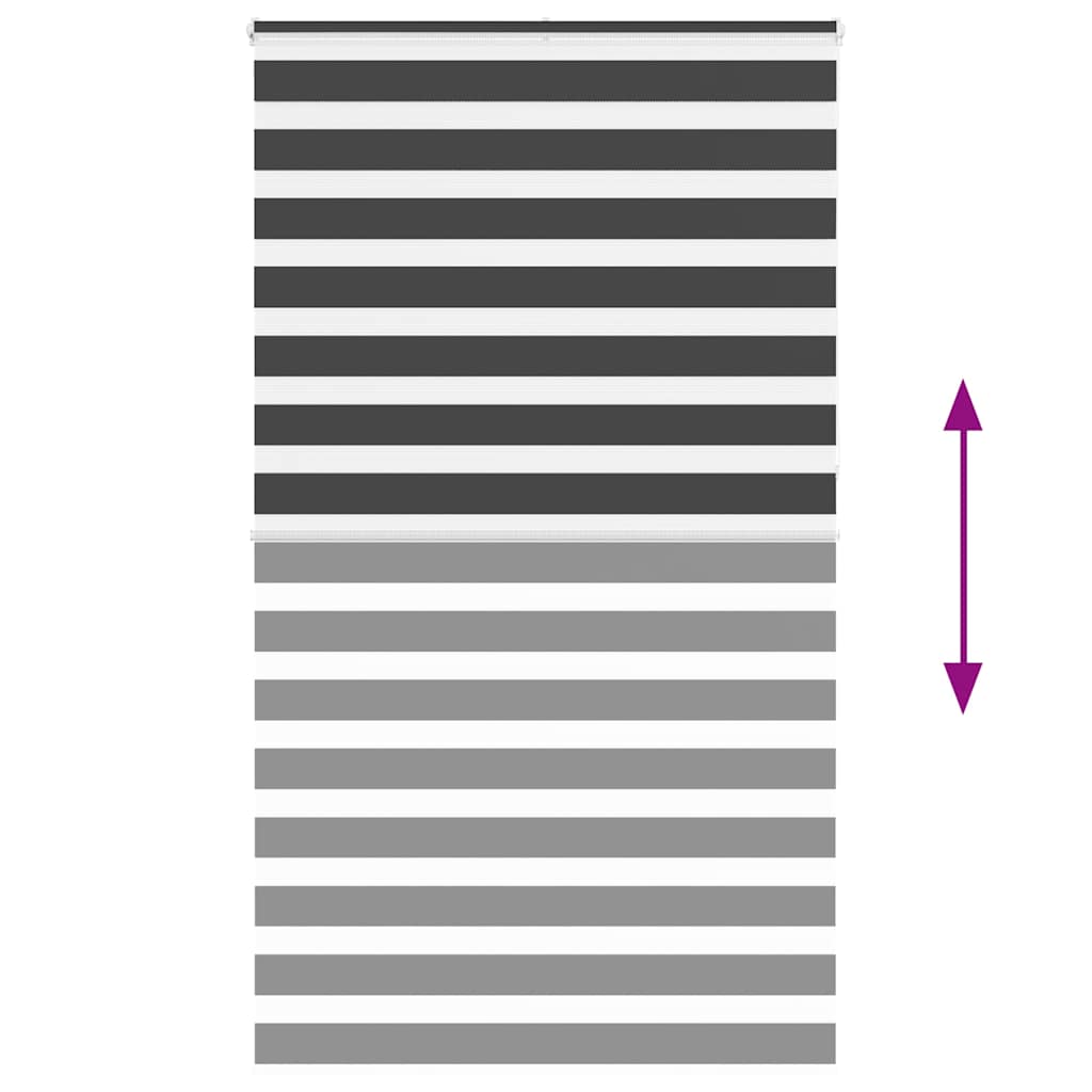 vidaXL Zebra Blind Black 130x230 cm Fabric Width 125.9 cm Polyester 5