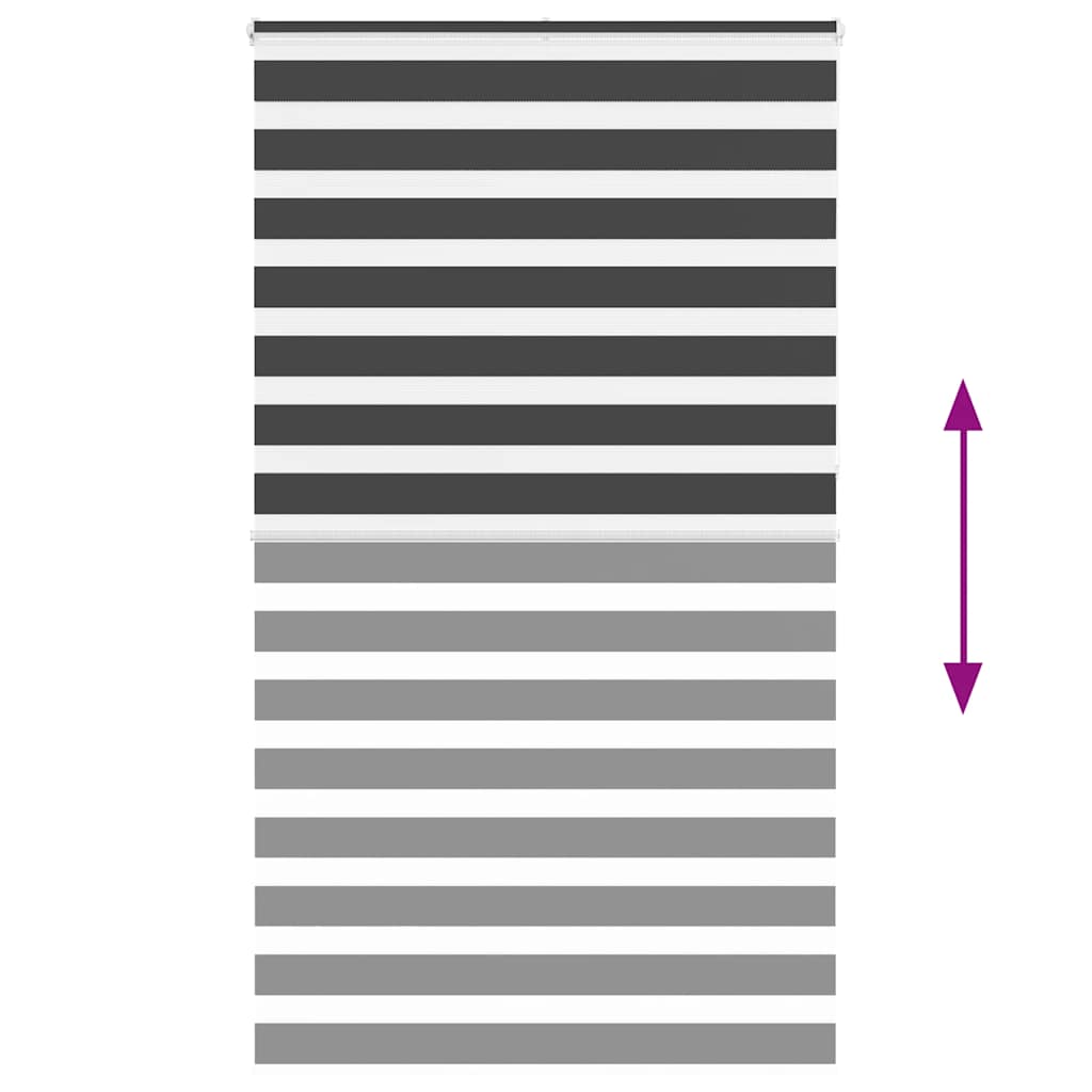 vidaXL Zebra Blind Black 135x230 cm Fabric Width 130.9 cm Polyester 5