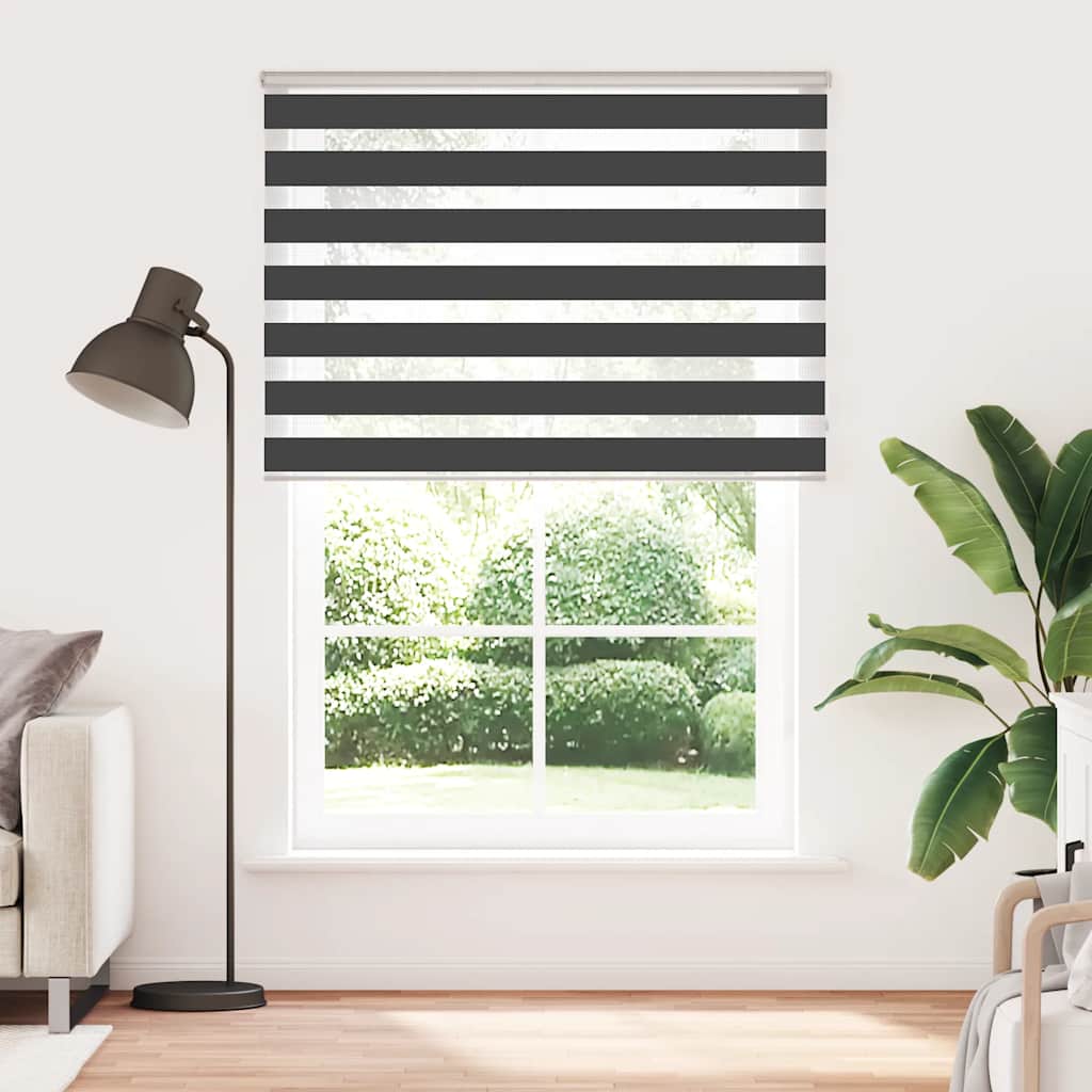 vidaXL Zebra Blind Black 165x230 cm Fabric Width 160.9 cm Polyester 2