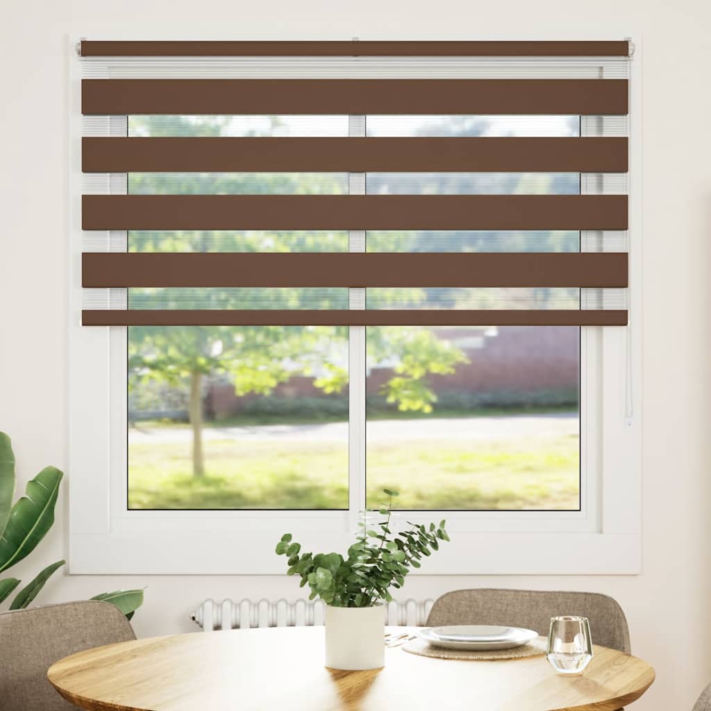 vidaXL Zebra Blind Brown 150x150 cm Fabric Width 145.9 cm Polyester 2