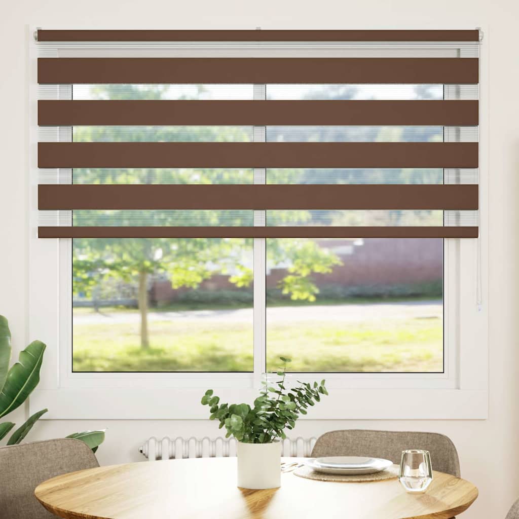 vidaXL Zebra Blind Brown 160x150 cm Fabric Width 155.9 cm Polyester 2