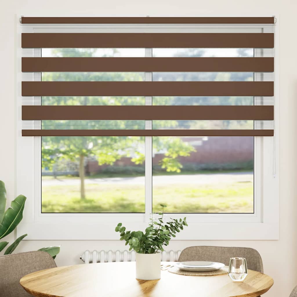 vidaXL Zebra Blind Brown 165x150 cm Fabric Width 160.9 cm Polyester 2