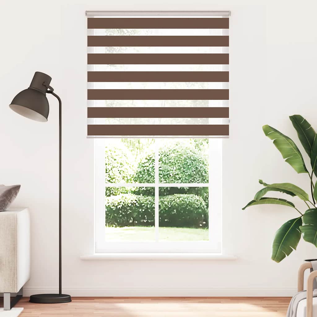 vidaXL Zebra Blind Brown 130x230 cm Fabric Width 125.9 cm Polyester 2