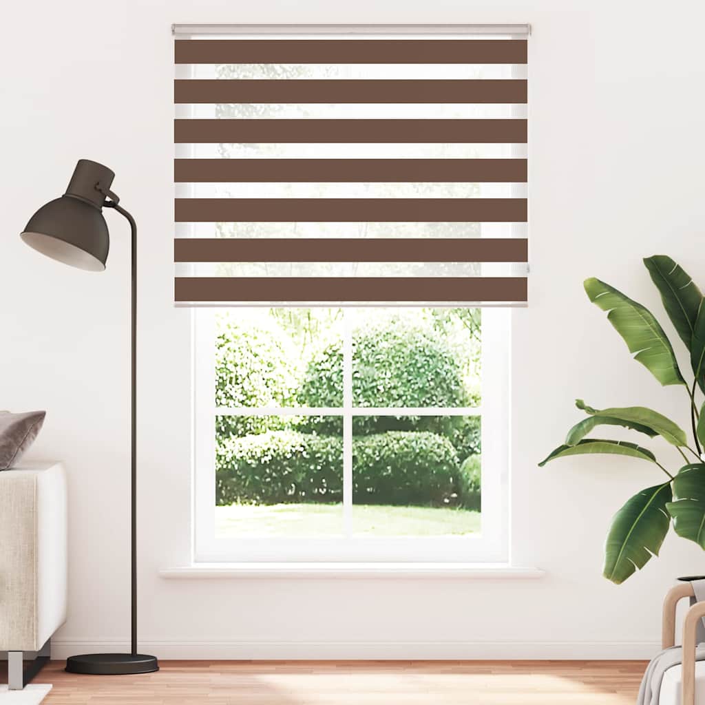 vidaXL Zebra Blind Brown 140x230 cm Fabric Width 135.9 cm Polyester 2