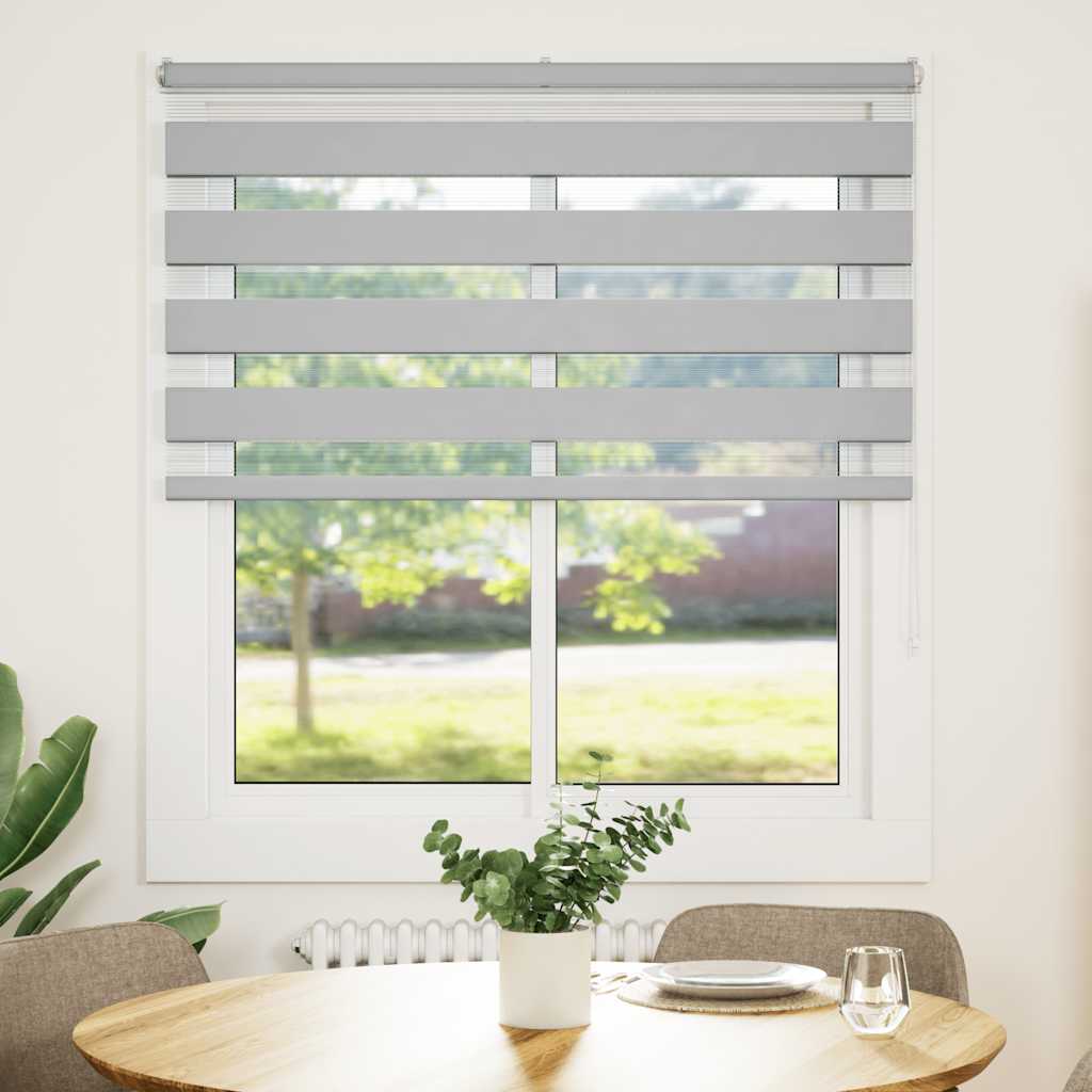 vidaXL Zebra Blind Light Grey 130x150 cm Fabric Width 125.9 cm Polyester 2