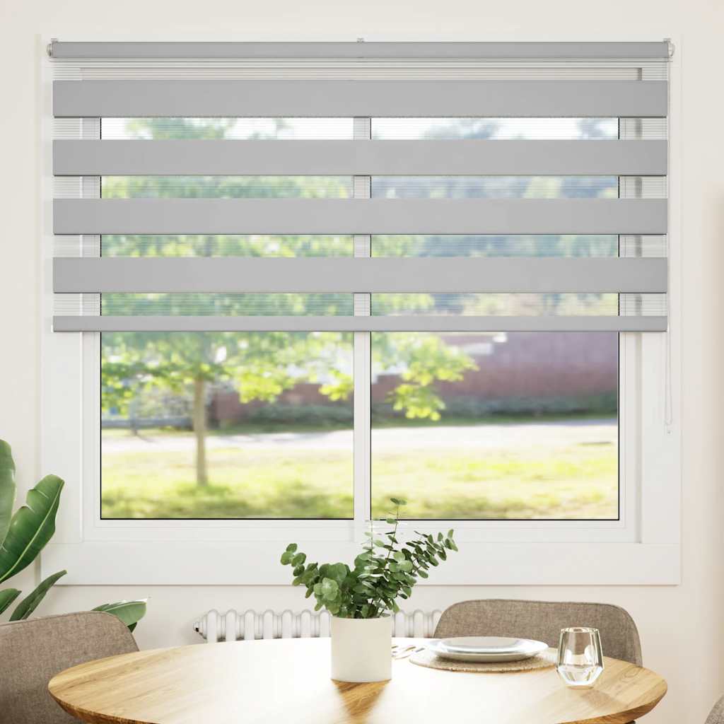vidaXL Zebra Blind Light Grey 165x150 cm Fabric Width 160.9 cm Polyester 2