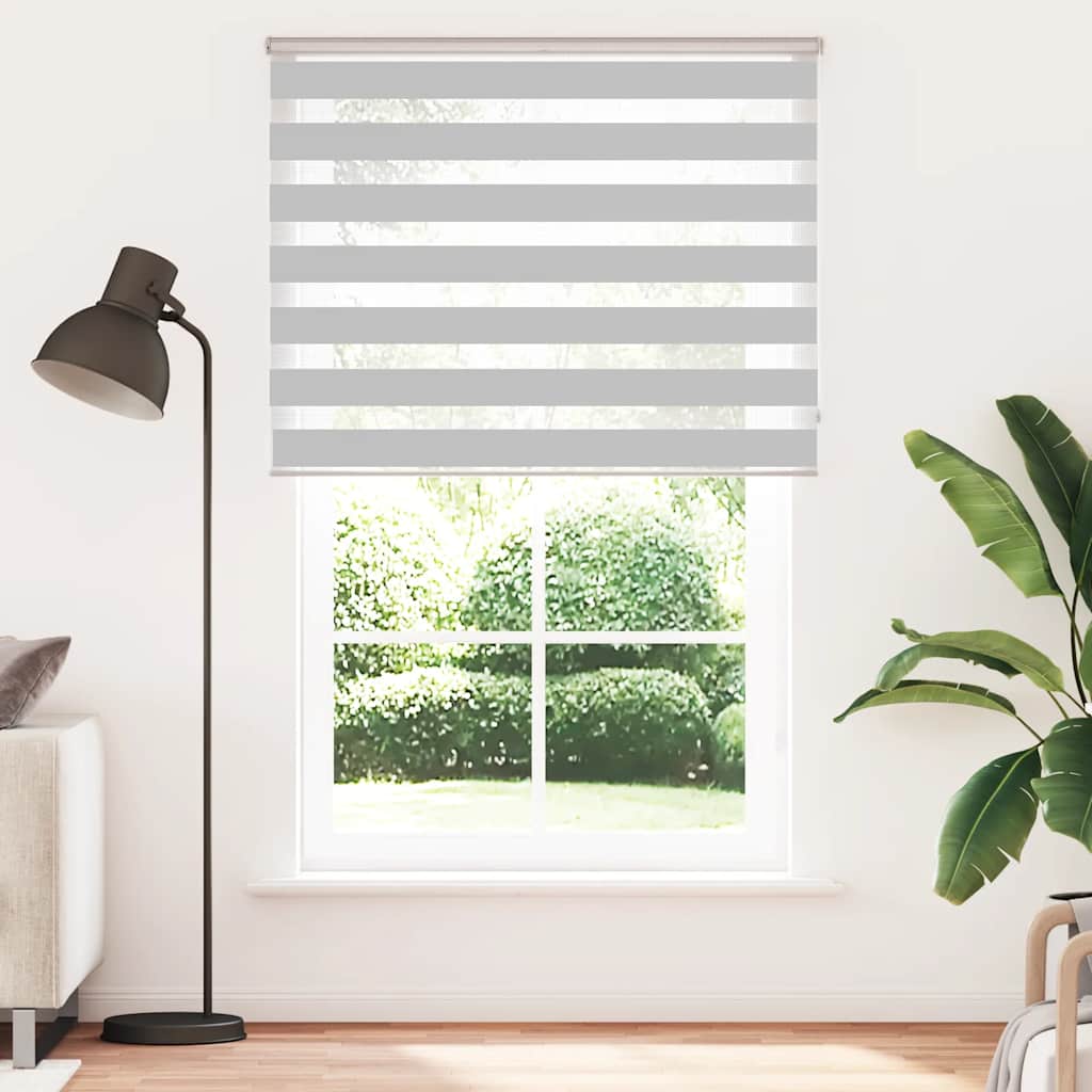 vidaXL Zebra Blind Light Grey 145x200 cm Fabric Width 140.9 cm Polyester 2