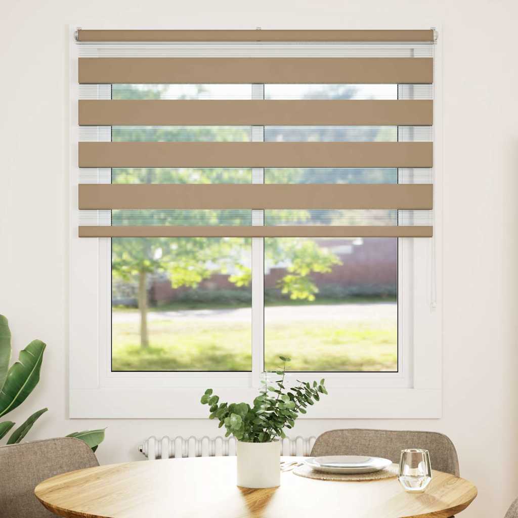 vidaXL Zebra Blind Sand Brown 130x150 cm Fabric Width 125.9 cm Polyester 2