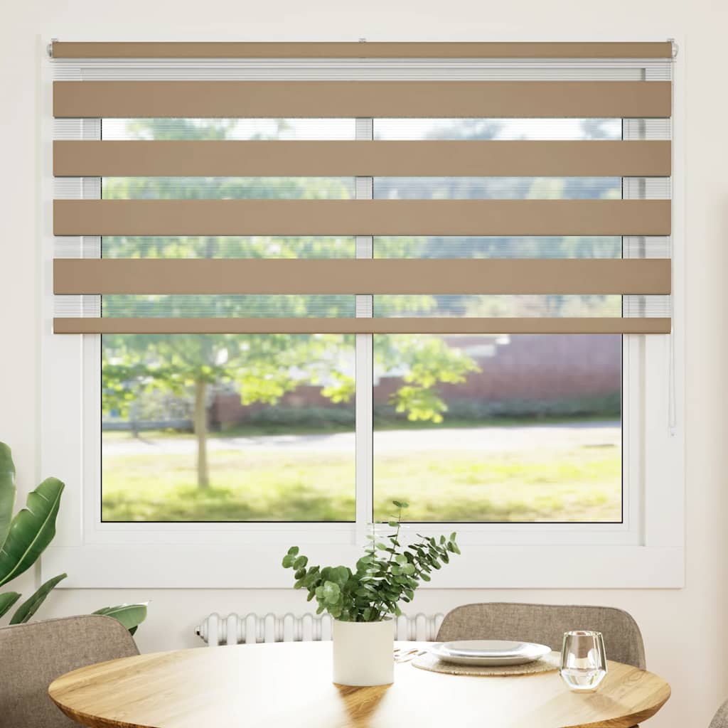 vidaXL Zebra Blind Sand Brown 155x150 cm Fabric Width 150.9 cm Polyester 2