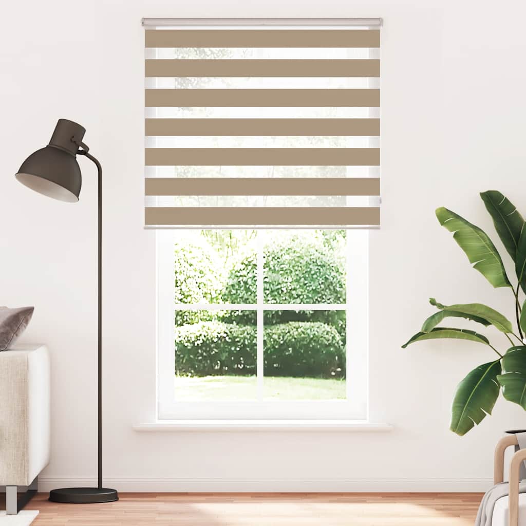 vidaXL Zebra Blind Sand Brown 130x200 cm Fabric Width 125.9 cm Polyester 2