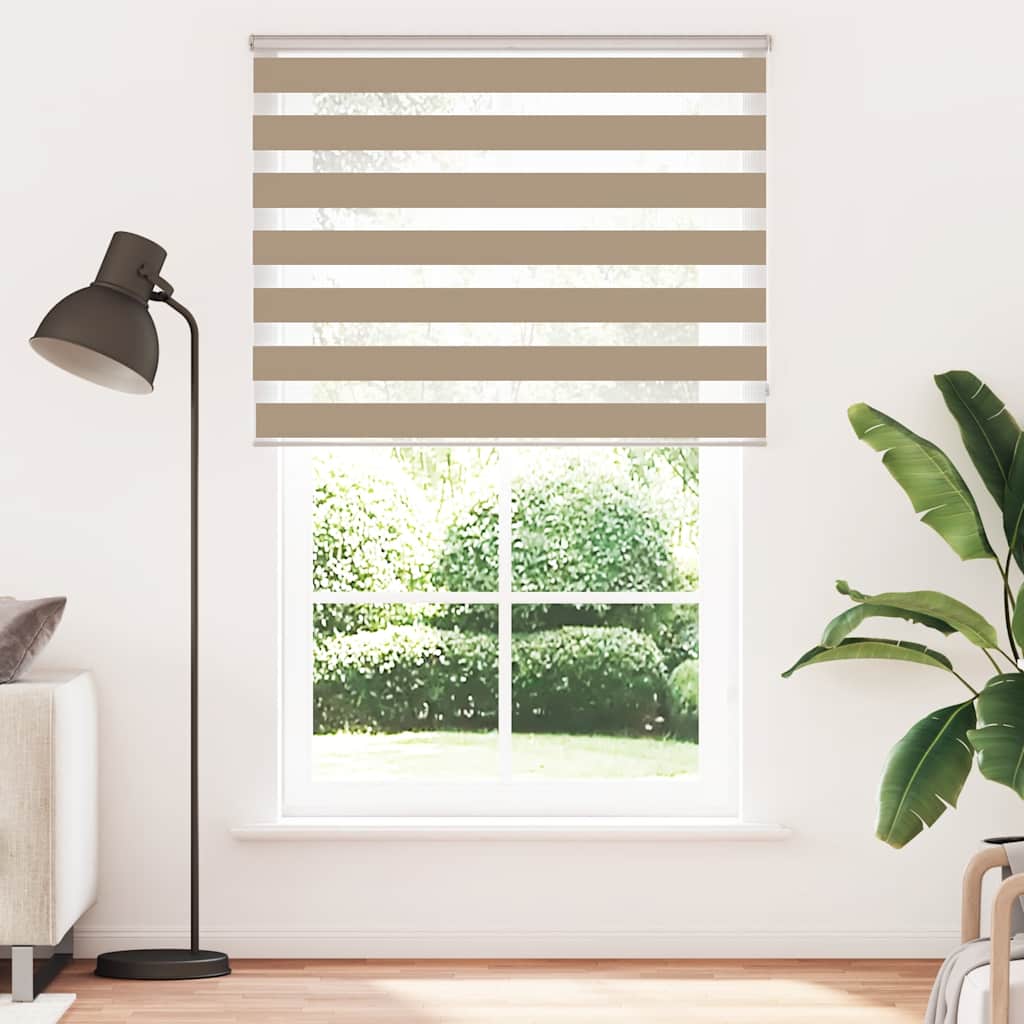 vidaXL Zebra Blind Sand Brown 140x200 cm Fabric Width 135.9 cm Polyester 2