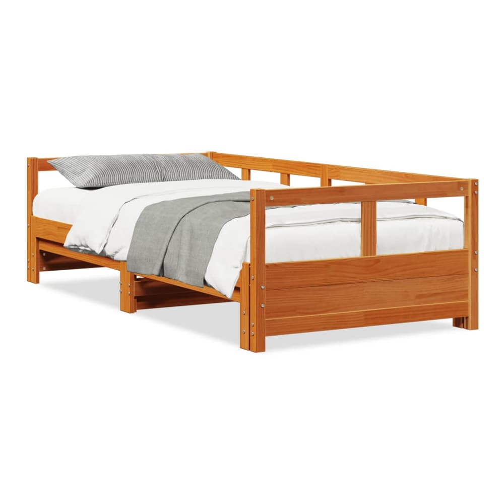 Daybed without Mattress Solid Wood Pine Wax brown 80 cm