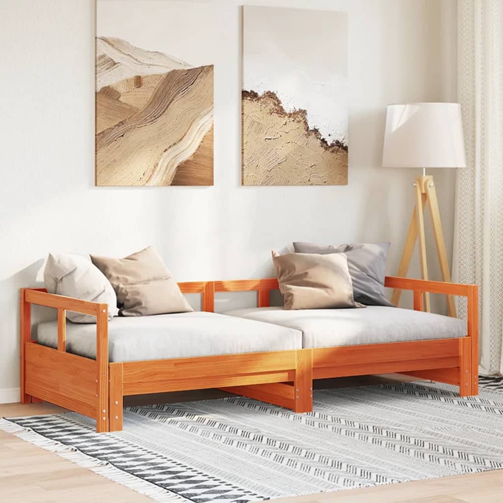 Daybed without Mattress Solid Wood Pine Wax brown 80 cm