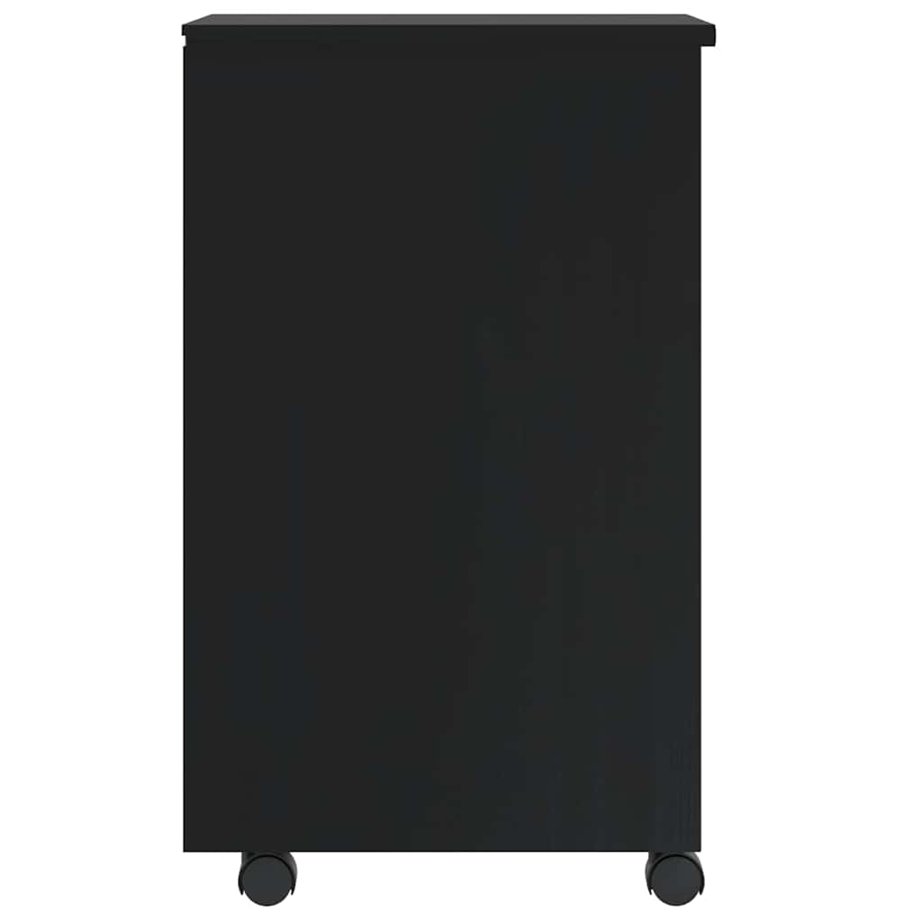 vidaXL Rolling Cabinet with Drawers "MOSS" Black Solid Wood Pine 4