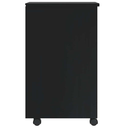 vidaXL Rolling Cabinet with Drawers "MOSS" Black Solid Wood Pine 4