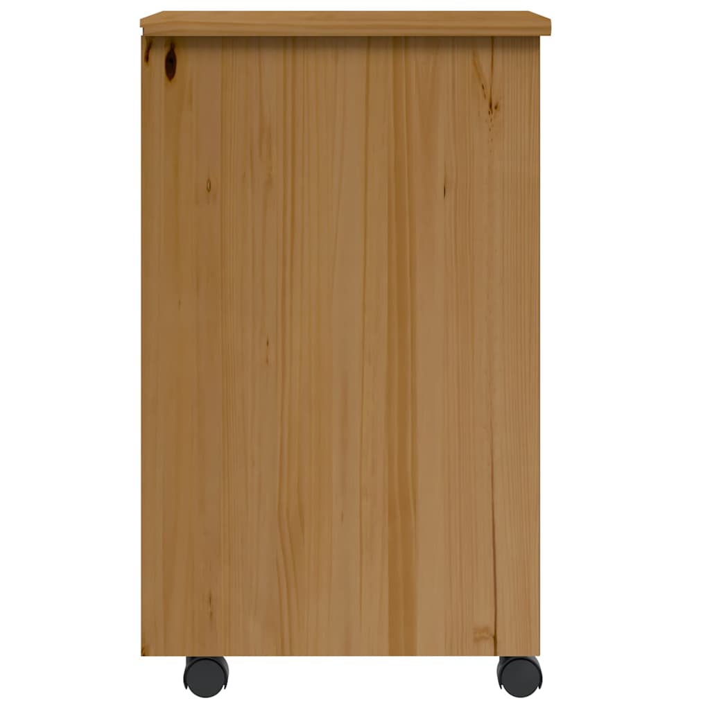 vidaXL Rolling Cabinet with Drawers "MOSS" Honey Brown Solid Wood Pine 4
