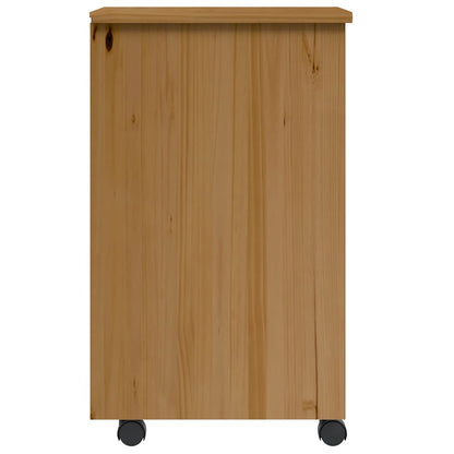 vidaXL Rolling Cabinet with Drawers "MOSS" Honey Brown Solid Wood Pine 4