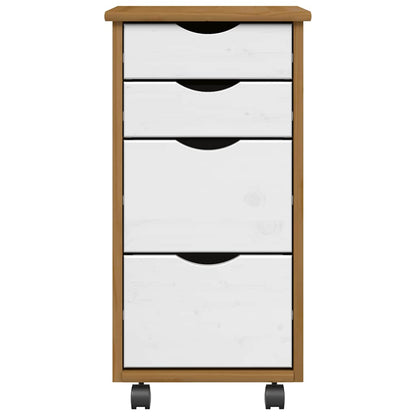 vidaXL Rolling Cabinet with Drawers MOSS Honey Brown Solid Wood Pine 3
