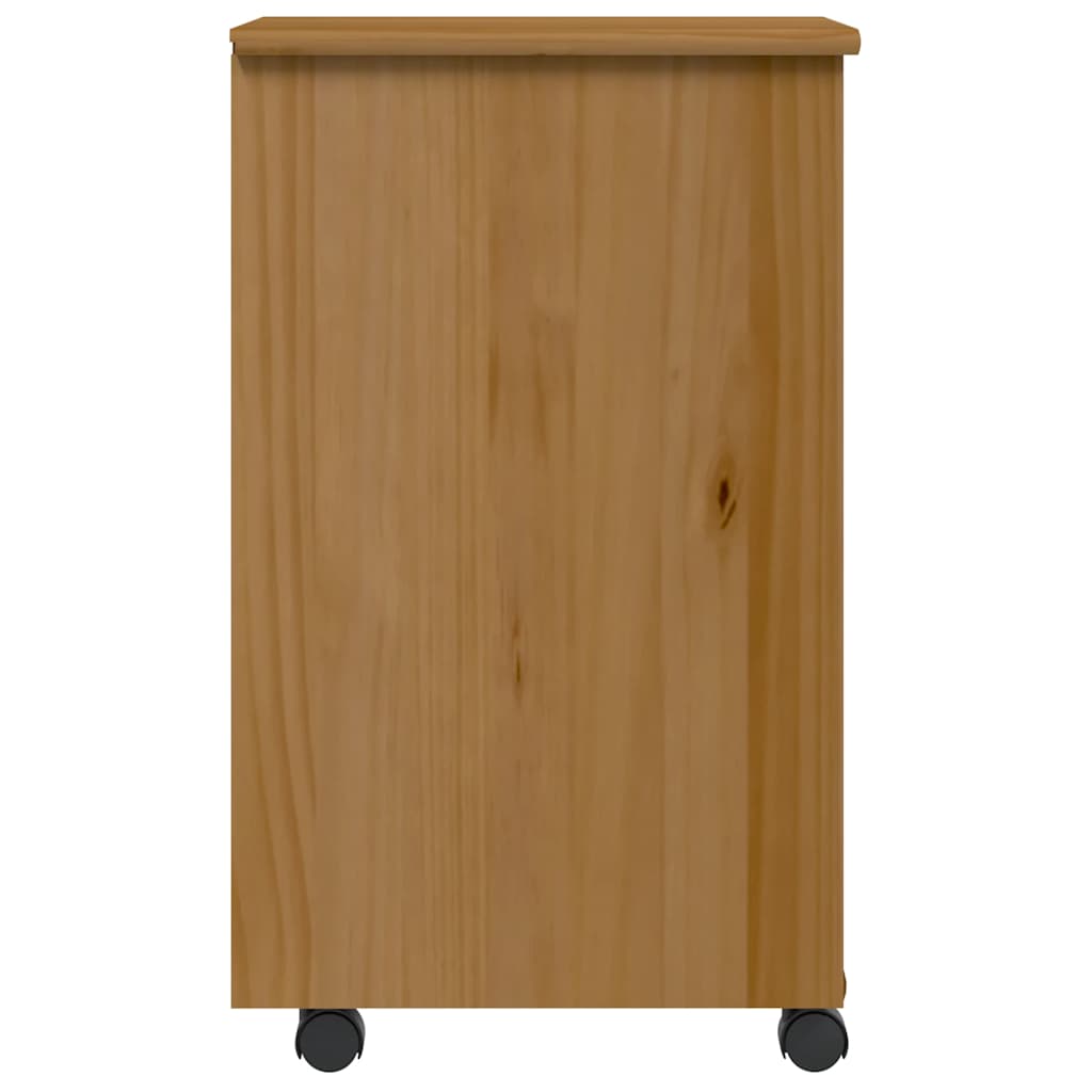 vidaXL Rolling Cabinet with Drawers MOSS Honey Brown Solid Wood Pine 4