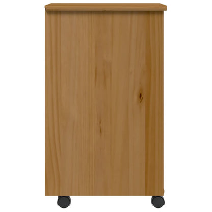 vidaXL Rolling Cabinet with Drawers MOSS Honey Brown Solid Wood Pine 4