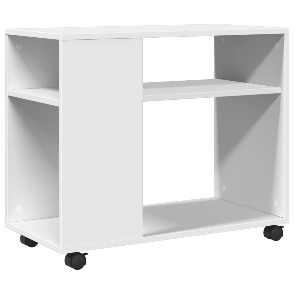 vidaXL Side Table with Wheels White 70x35x60 cm Engineered Wood 2