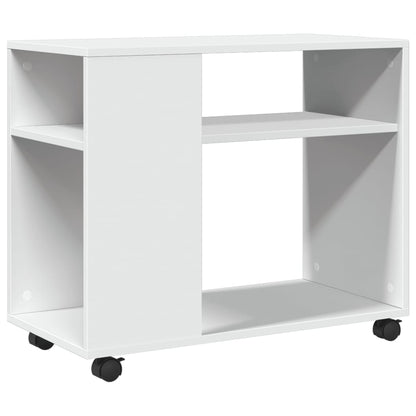 vidaXL Side Table with Wheels White 70x35x60 cm Engineered Wood 2