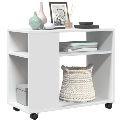 vidaXL Side Table with Wheels White 70x35x60 cm Engineered Wood 4