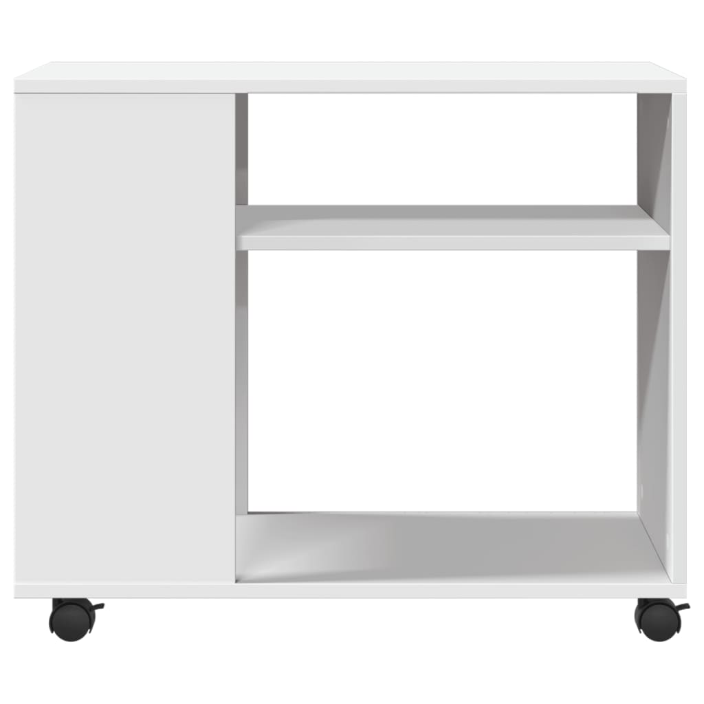 vidaXL Side Table with Wheels White 70x35x60 cm Engineered Wood 5