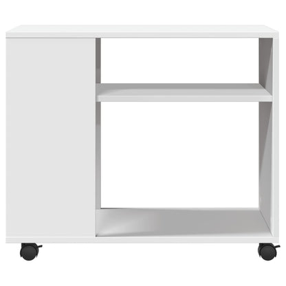 vidaXL Side Table with Wheels White 70x35x60 cm Engineered Wood 5