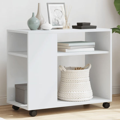 vidaXL Side Table with Wheels White 70x35x60 cm Engineered Wood 1