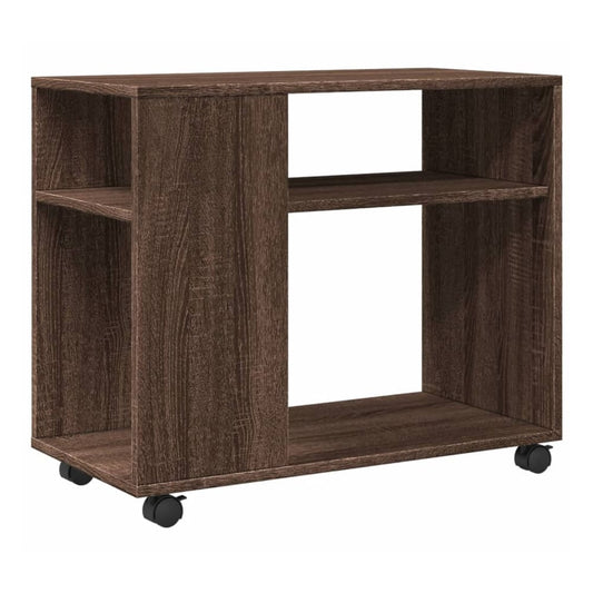 Side Table with Wheels 70x35x60 cm Engineered Wood Brown oak