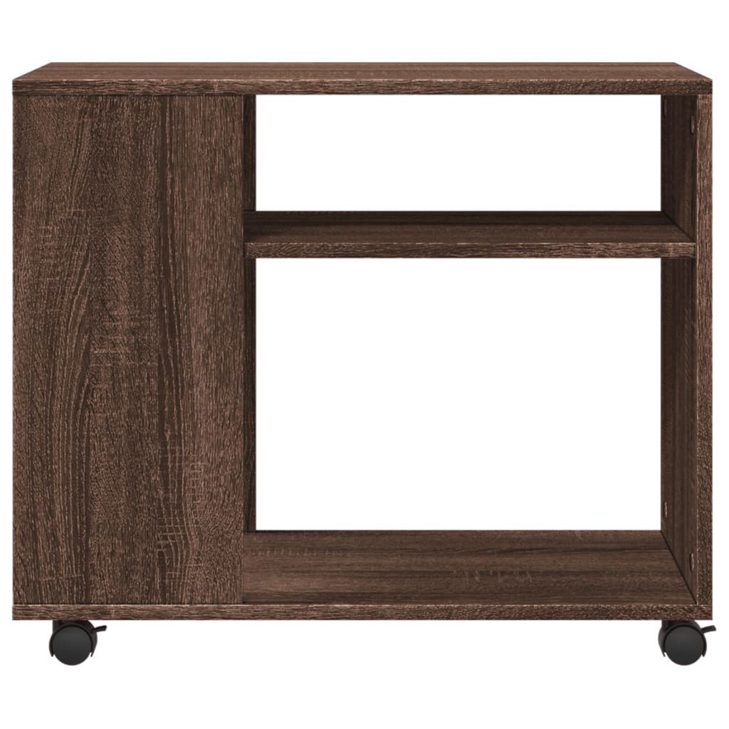 vidaXL Side Table with Wheels Brown Oak 70x35x60 cm Engineered Wood 5