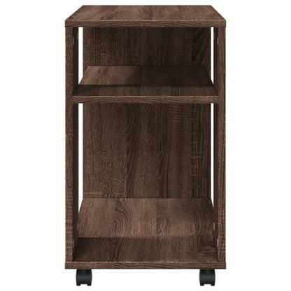 vidaXL Side Table with Wheels Brown Oak 70x35x60 cm Engineered Wood 6