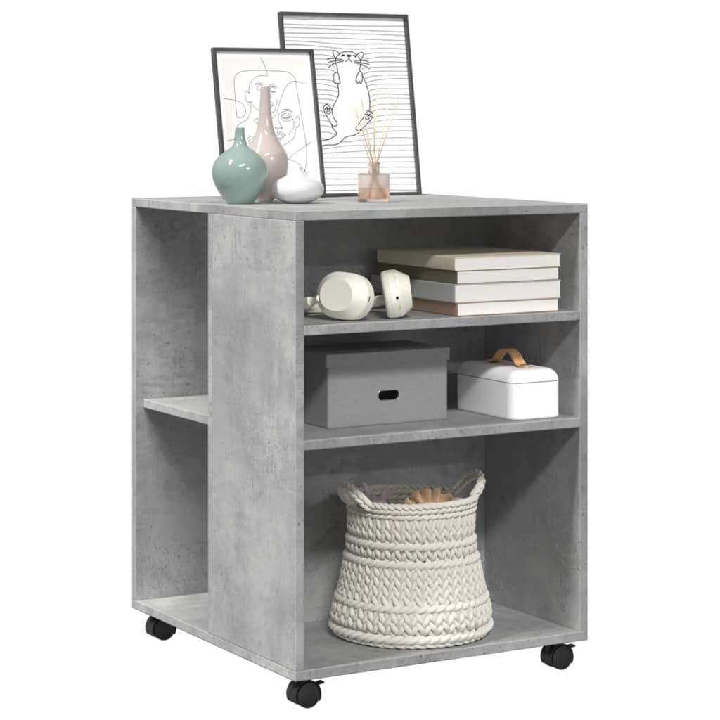 vidaXL Side Table with Wheels Concrete Grey 55x60x78 cm Engineered Wood 3