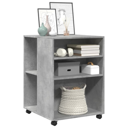 vidaXL Side Table with Wheels Concrete Grey 55x60x78 cm Engineered Wood 3