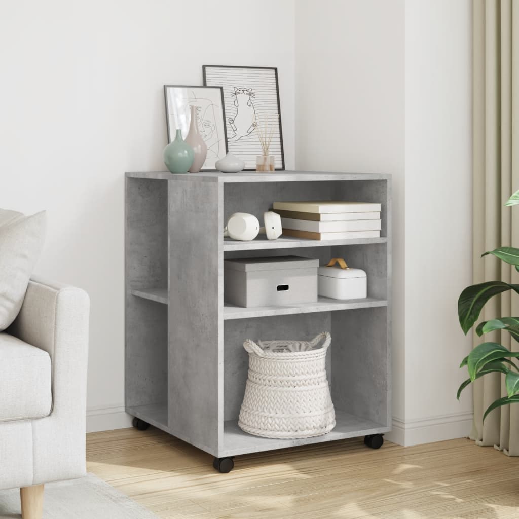 vidaXL Side Table with Wheels Concrete Grey 55x60x78 cm Engineered Wood 1
