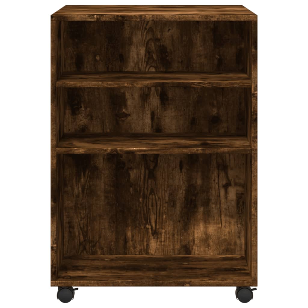 vidaXL Side Table with Wheels Smoked Oak 55x60x78 cm Engineered Wood 4