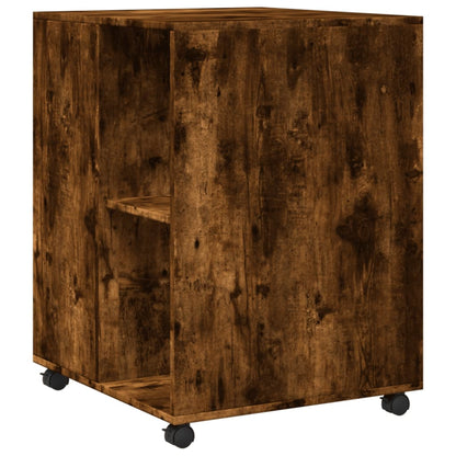 vidaXL Side Table with Wheels Smoked Oak 55x60x78 cm Engineered Wood 6