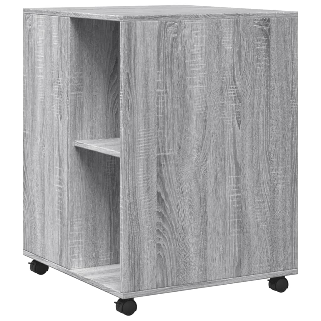vidaXL Side Table with Wheels Grey Sonoma 55x60x78 cm Engineered Wood 6