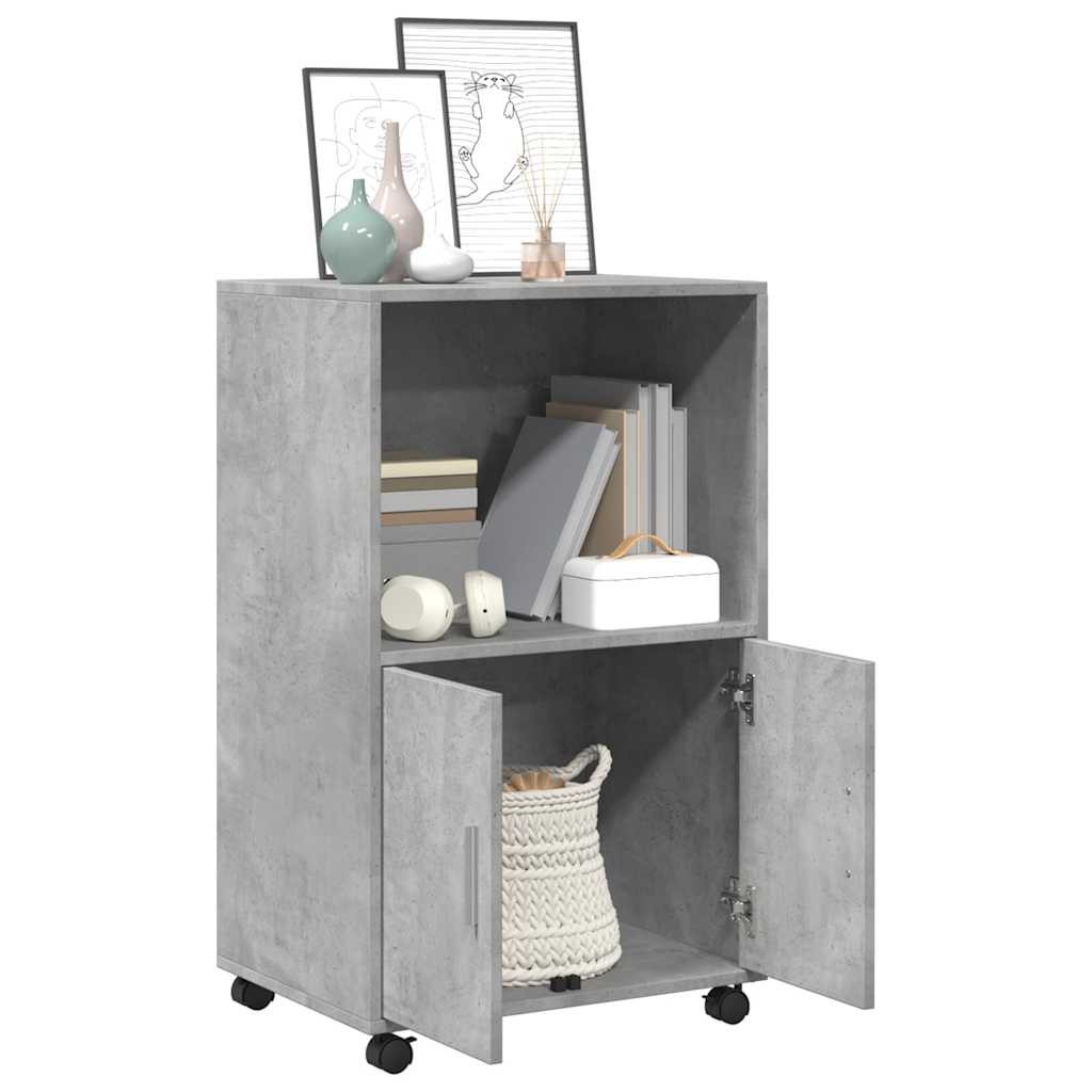 vidaXL Rolling Cabinet Concrete Grey 55x40x91 cm Engineered Wood 3
