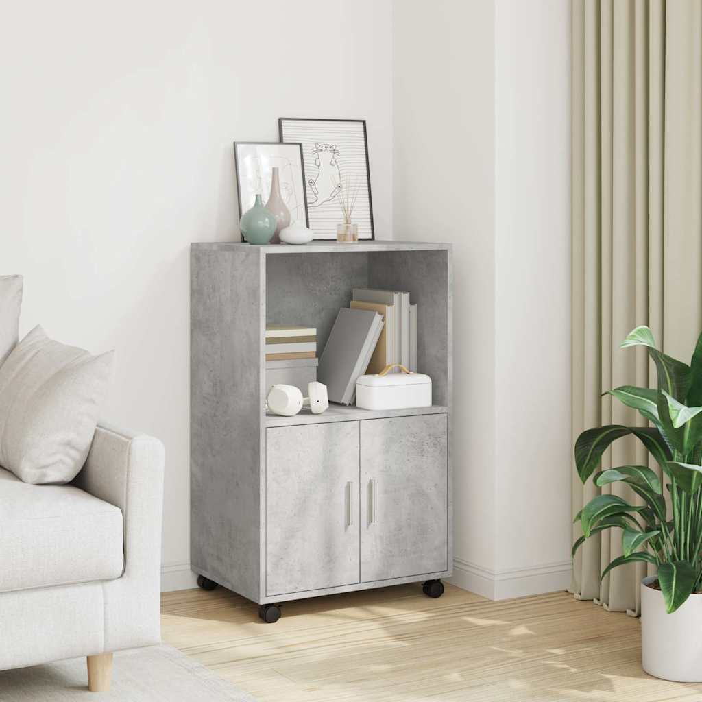 vidaXL Rolling Cabinet Concrete Grey 55x40x91 cm Engineered Wood 1
