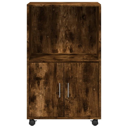 vidaXL Rolling Cabinet Smoked Oak 55x40x91 cm Engineered Wood 4