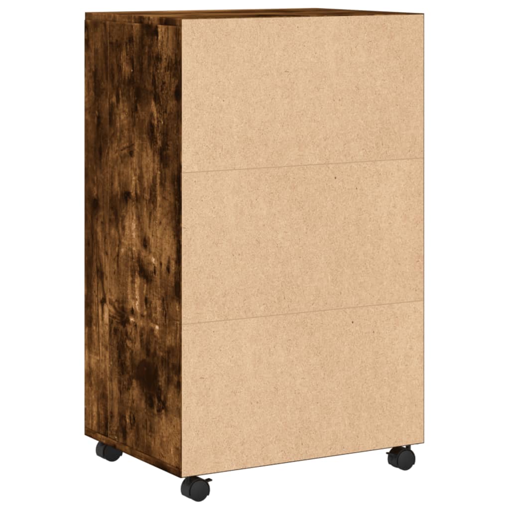 vidaXL Rolling Cabinet Smoked Oak 55x40x91 cm Engineered Wood 6