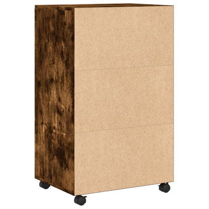 vidaXL Rolling Cabinet Smoked Oak 55x40x91 cm Engineered Wood 6