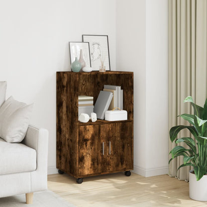 vidaXL Rolling Cabinet Smoked Oak 55x40x91 cm Engineered Wood 1