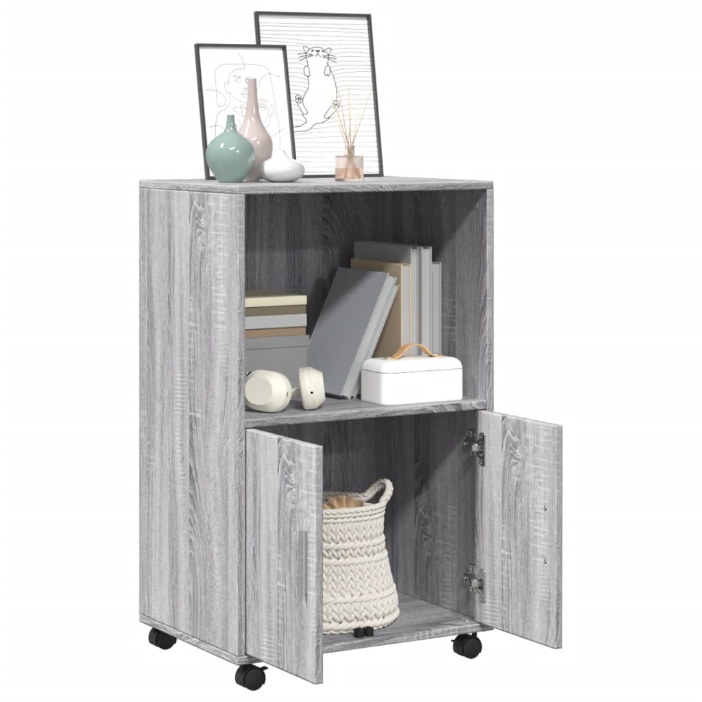 Rolling Cabinet 55x40x91 cm Engineered Wood Grey sonoma