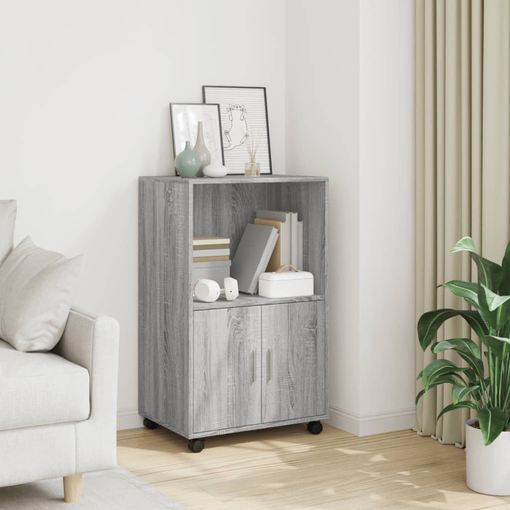 Rolling Cabinet 55x40x91 cm Engineered Wood Grey sonoma